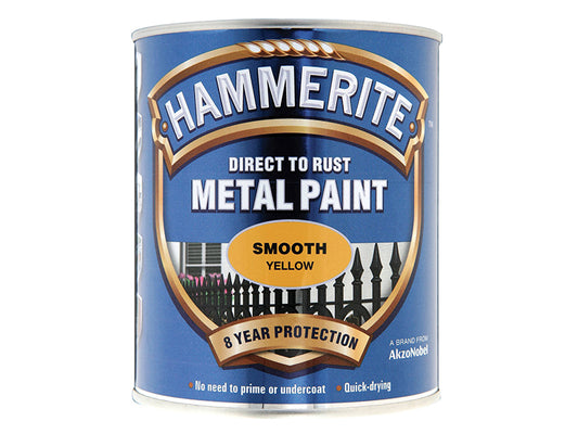 Hammerite Direct to Rust Smooth Finish Metal Paint Yellow 750ml HMMSFY750