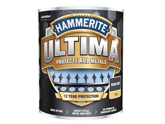 Hammerite Ultima Metal Paint Matt Dark Grey 750ml HMMUMMDG750