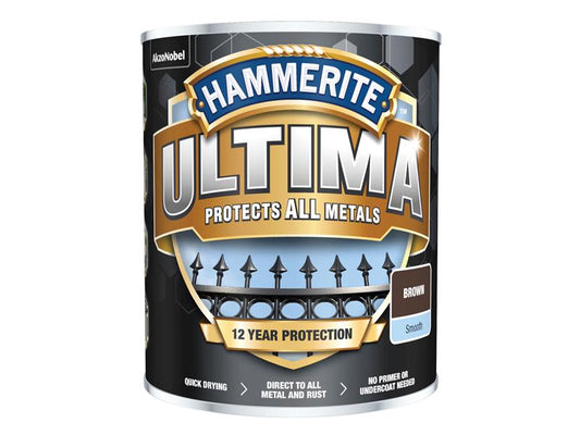 Hammerite Ultima Metal Paint Smooth Brown 750ml HMMUMSBR750