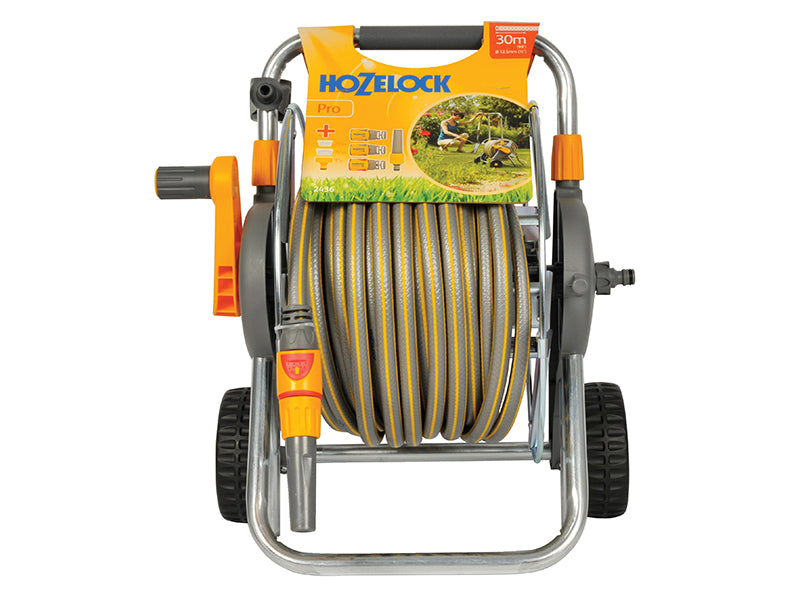 Hozelock 2436 60m Metal Pro Hose Cart & 30m of 12.5mm Hose HOZ2436
