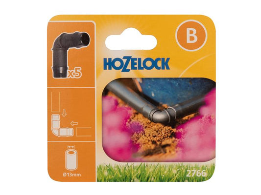Hozelock 2766 90° Elbow Connector 13mm (Pack 5) HOZ27660005