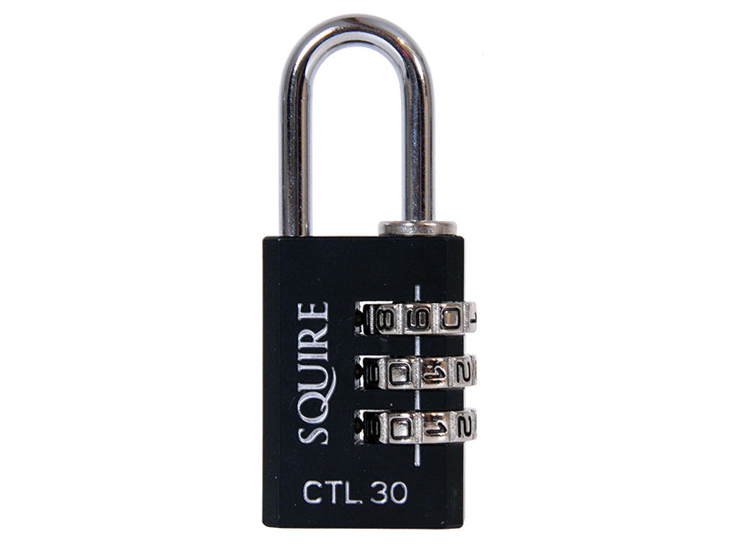 Squire Toughlock Re-Codeable Black Combination Padlock 30mm (Pack of 3) HSQCTL30TR