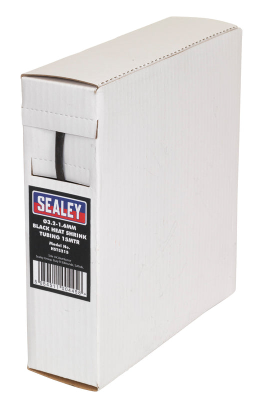 Sealey Heat Shrink Tubing Black �3.2-1.6mm 15m HST3215
