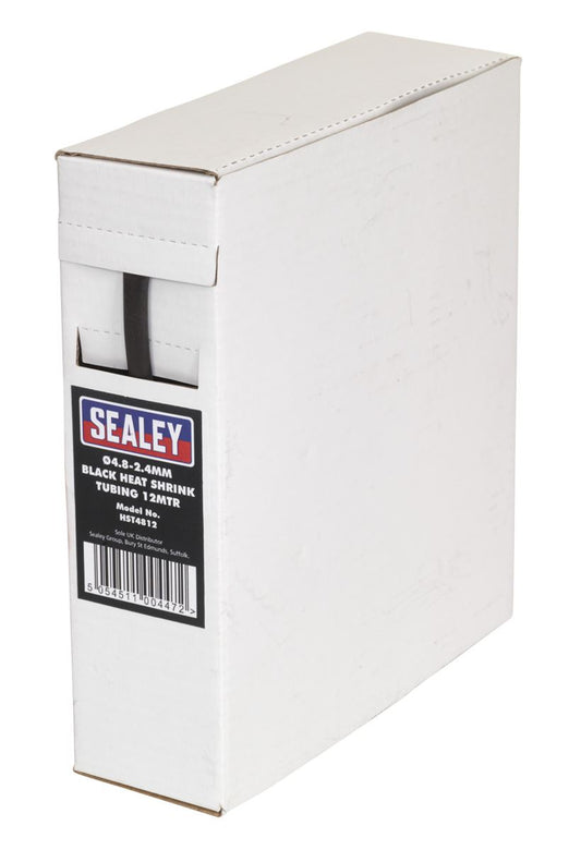 Sealey Heat Shrink Tubing Black �4.8-2.4mm 12m HST4812