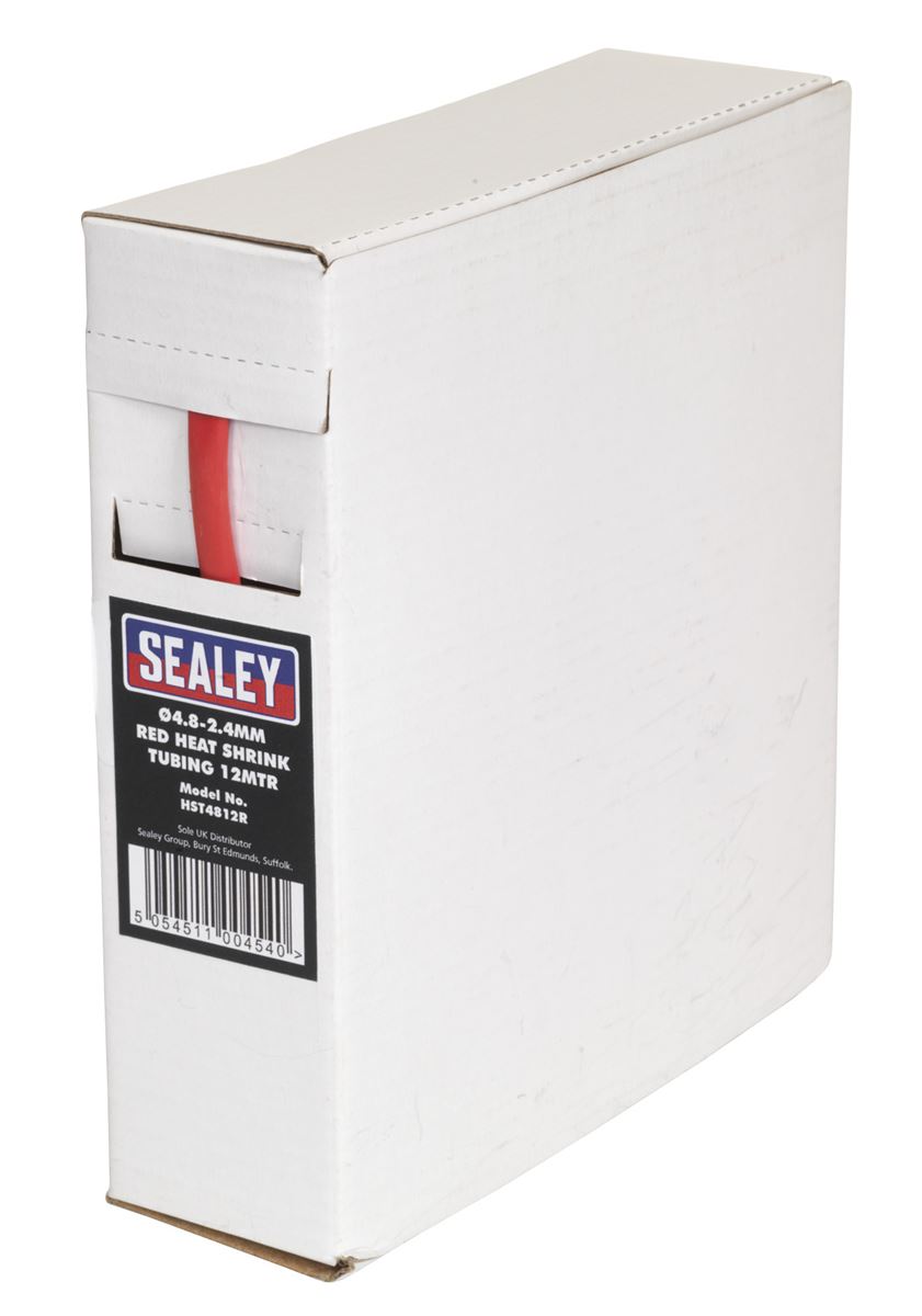 Sealey Heat Shrink Tubing Red �4.8-2.4mm 12m HST4812R