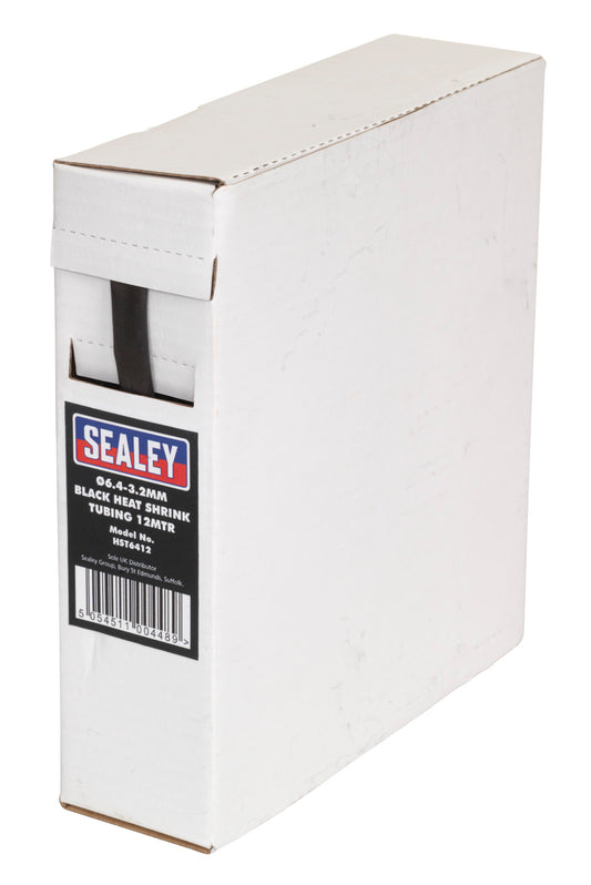 Sealey Heat Shrink Tubing Black �6.4-3.2mm 12m HST6412