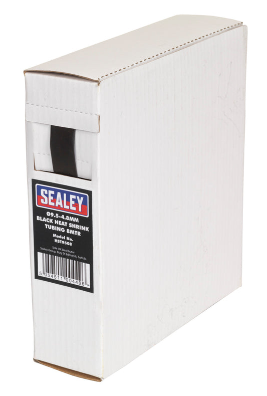 Sealey Heat Shrink Tubing Black �9.5-4.8mm 8m HST9508