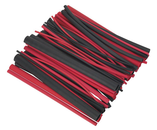 Sealey Heat Shrink Tubing Assortment 72pc Black & Red Adhesive Lined 200mm HSTAL72BR