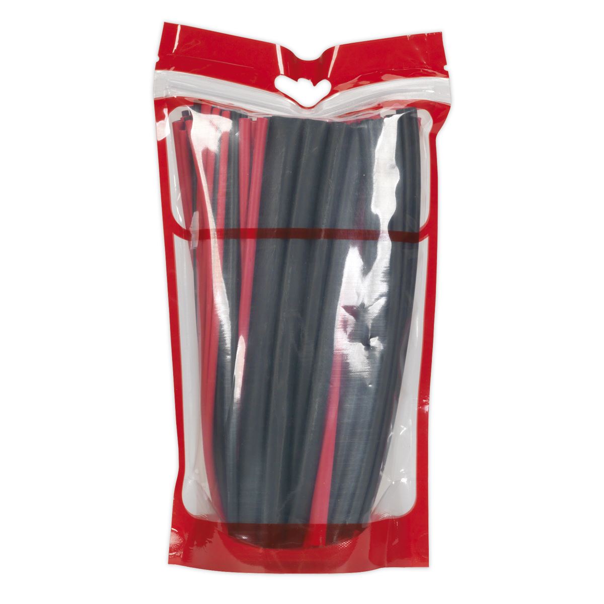 Sealey Heat Shrink Tubing Assortment 72pc Black & Red Adhesive Lined 200mm HSTAL72BR