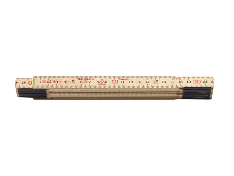 Hultafors Wooden Folding Rule 2m Birch Metric Scale In Black HUL100004