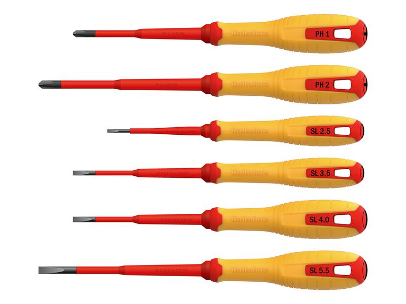 Hultafors VDE Phillips & Slotted Screwdriver Set, 6 Piece HUL444455