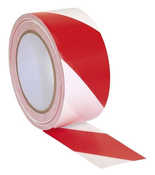 Sealey Hazard Warning Tape 50mm x 33m Red/White HWTRW