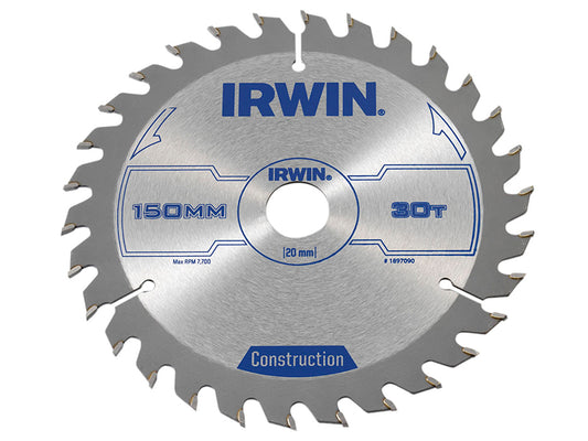 IRWIN® Construction Circular Saw Blade 150 x 20mm x 30T ATB IRW1897090