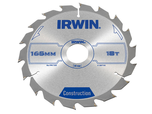 IRWIN® Construction Circular Saw Blade 165 x 30mm x 18T ATB IRW1897193