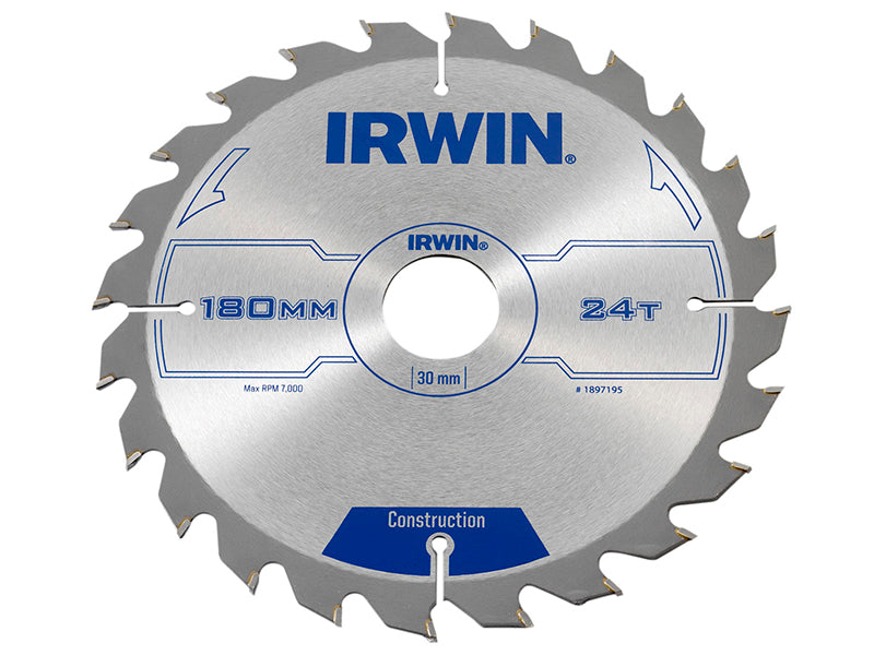 IRWIN® Construction Circular Saw Blade 180 x 30mm x 24T ATB IRW1897195