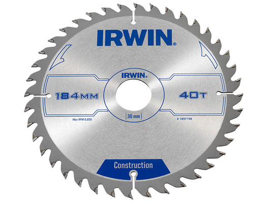 IRWIN® Construction Circular Saw Blade 184 x 30mm x 40T ATB IRW1897198
