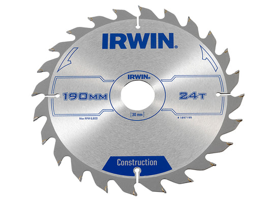 IRWIN® Construction Circular Saw Blade 190 x 30mm x 24T ATB IRW1897199