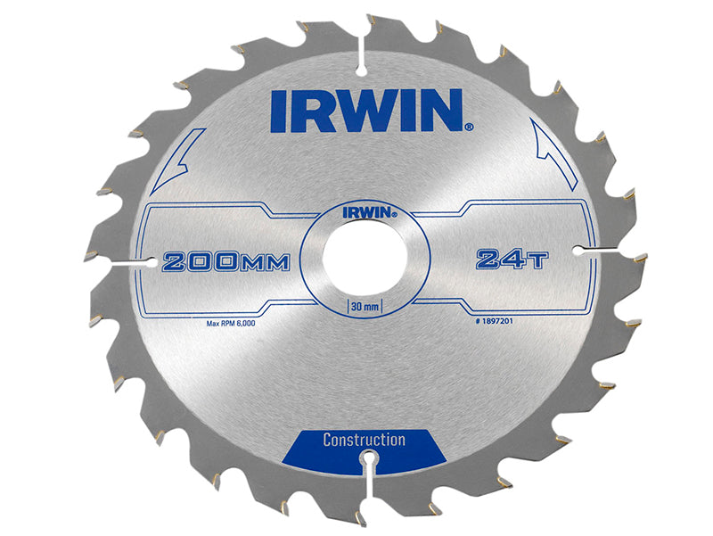 IRWIN® Construction Circular Saw Blade 200 x 30mm x 24T ATB IRW1897201
