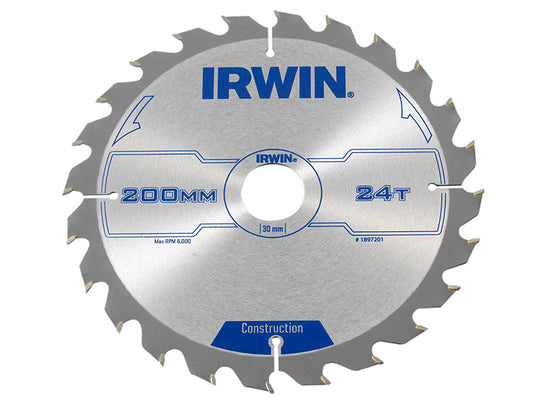IRWIN® Construction Circular Saw Blade 200 x 30mm x 24T ATB IRW1897201