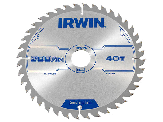 IRWIN® Construction Circular Saw Blade 200 x 30mm x 40T ATB IRW1897202