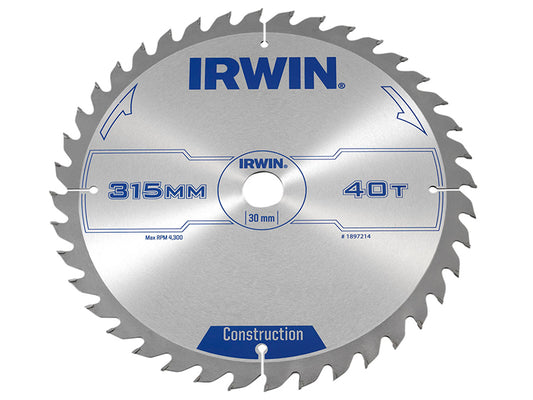 IRWIN General Purpose Table & Mitre Saw Blade 315 x 30mm x 40T ATB IRW1897214