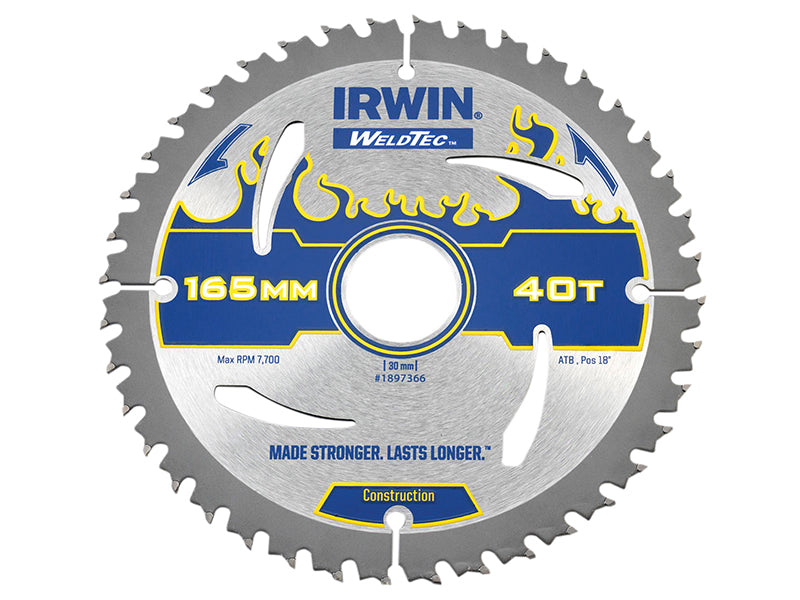 IRWIN® Weldtec Circular Saw Blade 165 x 30mm x 40T ATB IRW1897366