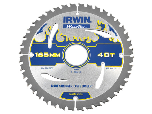 IRWIN® Weldtec Circular Saw Blade 165 x 30mm x 40T ATB IRW1897366