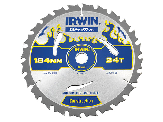 IRWIN® Weldtec Circular Saw Blade 184 x 16mm x 24T ATB IRW1897369