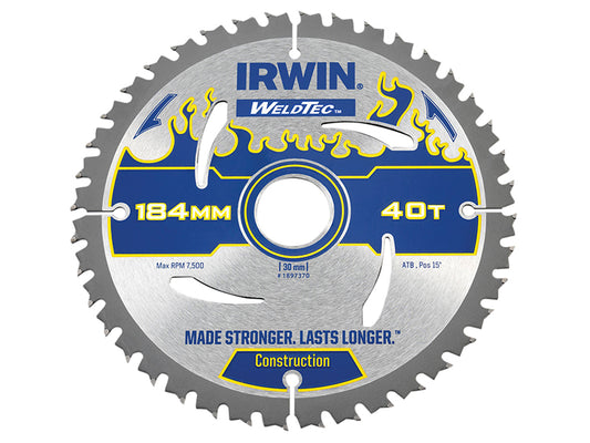 IRWIN® Weldtec Circular Saw Blade 184 x 30mm x 40T ATB IRW1897370