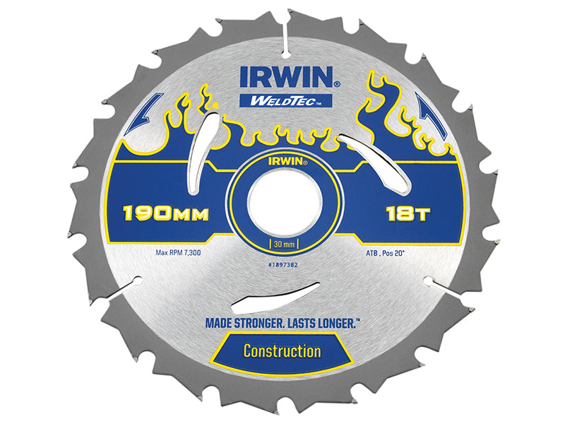 IRWIN® Weldtec Circular Saw Blade 190 x 30mm x 18T ATB IRW1897382