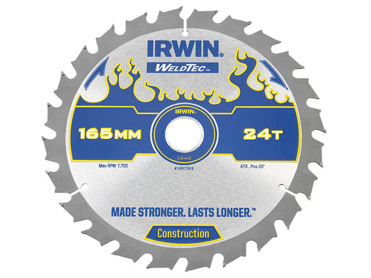IRWIN® Weldtec Cordless Circular Saw Blade 165 x 20mm x 24T ATB IRW1897393