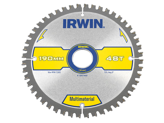IRWIN Multi Material Circular Saw Blade 190 x 30mm x 48T TCG IRW1897440