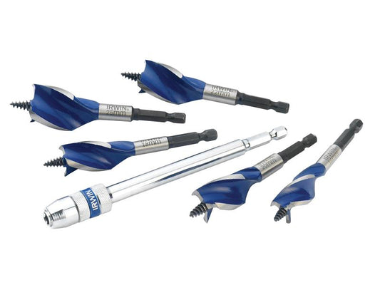 IRWIN® Blue Groove 6X Stubby Wood Bit Set, 5 Piece: 16-25mm + Extension IRW1922007
