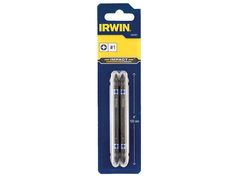 IRWIN® Impact Double-Ended Screwdriver Bits Pozi PZ1 100mm (Pack 2) IRW1923407