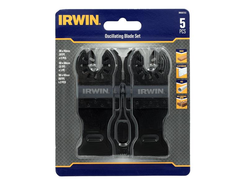 IRWIN Oscillating Blade Set 5 Piece For Wood Plasterboard PVC etc IRWIW1017111