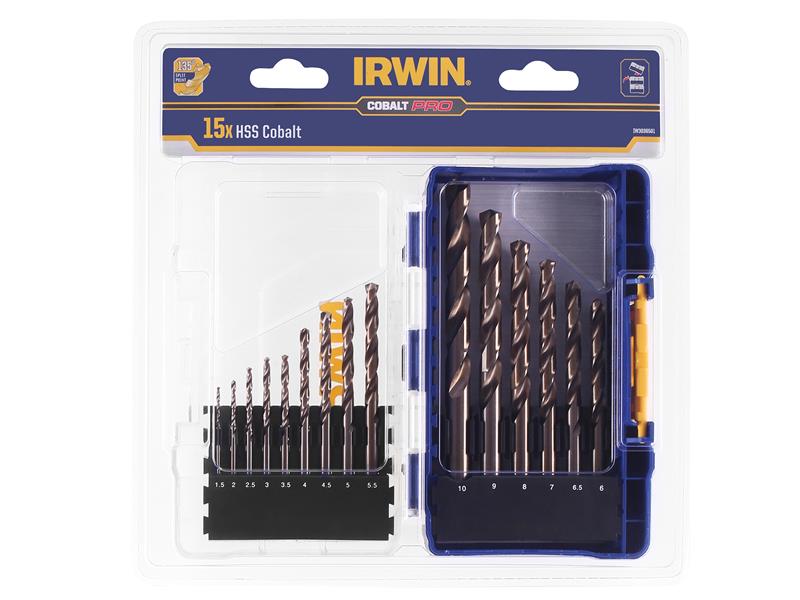 IRWIN HSS Cobalt Drill Bit Set, 15 Piece IRWIW3036501