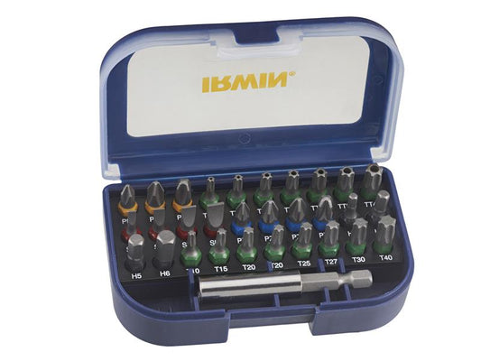 IRWIN Colour Coded Screwdriver Bit Set 31 Piece Mixed Inc Holder IRWIW6062526