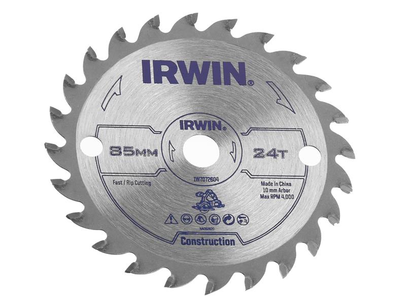 IRWIN General Purpose Circular Saw Blade 85 x 10mm x 24T ATB IRWIW7072604