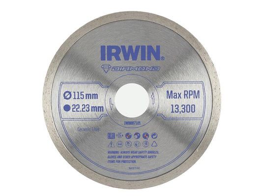 IRWIN Angle Grinder Continuous Rim Diamond Blade 115 x 22.23mm IRWIW8087101