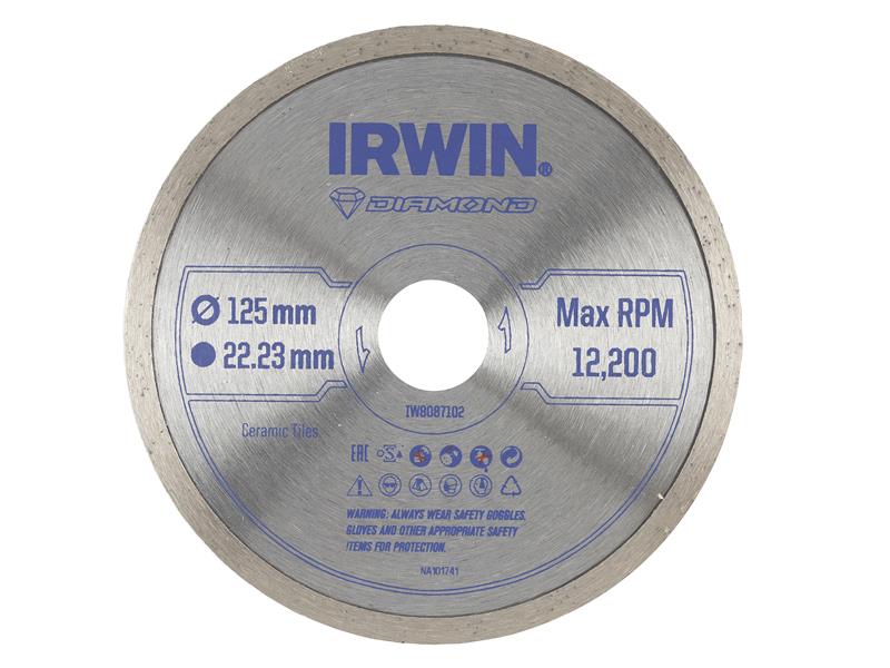 IRWIN Angle Grinder Continuous Rim Diamond Blade 125 x 22.23mm IRWIW8087102