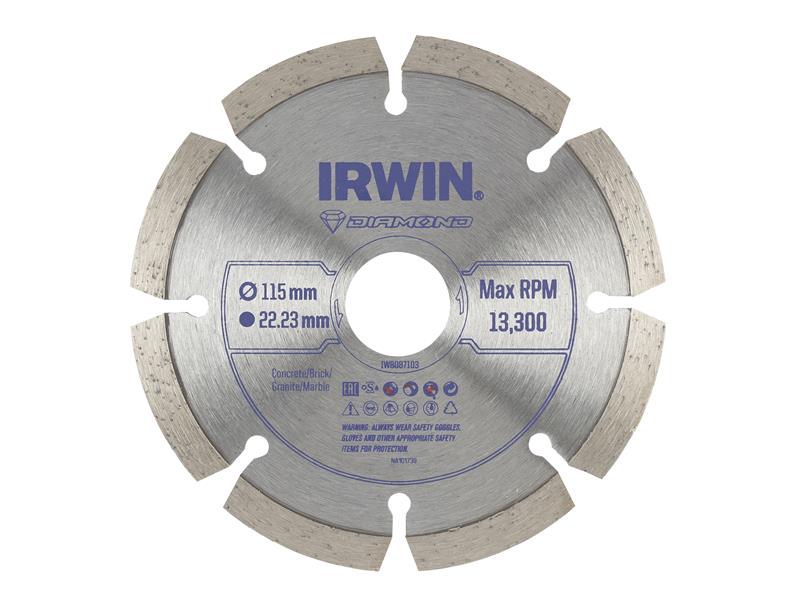 IRWIN Angle Grinder Segmented Diamond Blade 115 x 22.23mm Ceramics IRWIW8087103