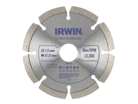 IRWIN Angle Grinder Segmented Diamond Blade 115 x 22.23mm Ceramics IRWIW8087103