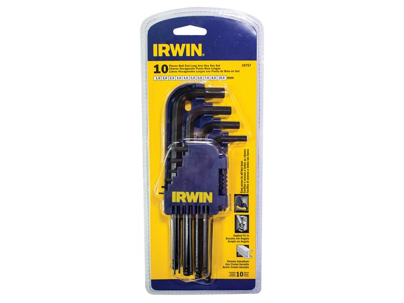 IRWIN® T10757 Metric Long Arm Ball End Hex Key Set, 10 Piece IRWT10757