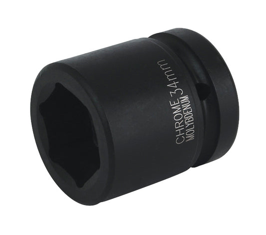 Sealey 34mm Impact Socket Standard Lenth 1"Sq Drive Single Hex Black IS134