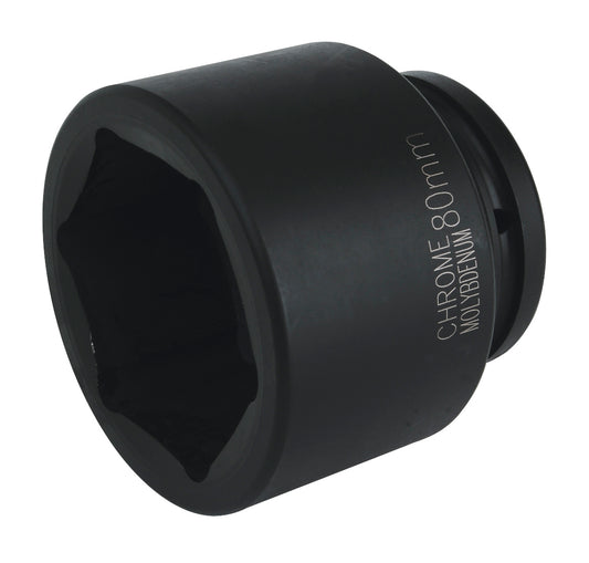 Sealey 80mm Impact Socket Standard Length 1"Sq Drive Single Hex IS180