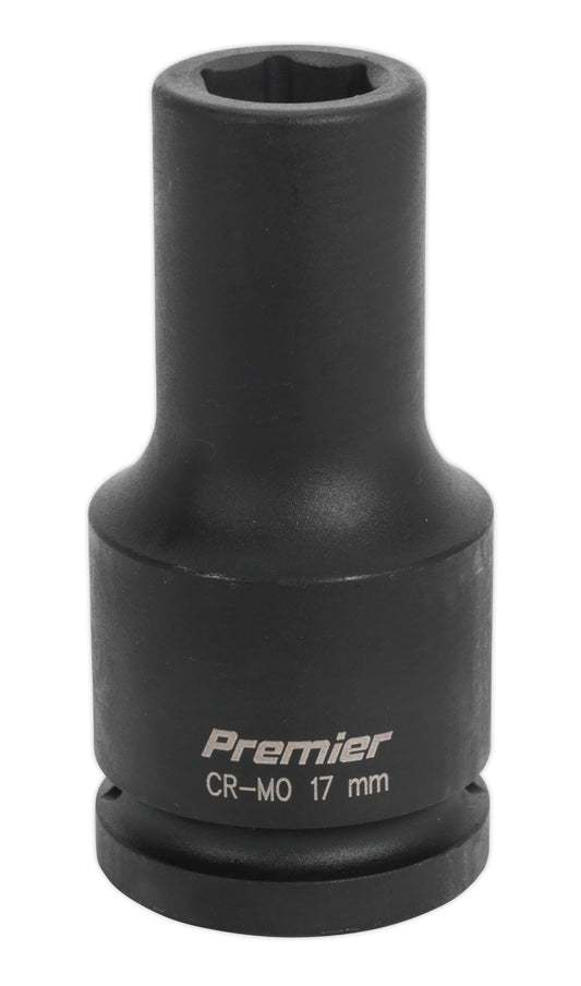 Sealey 17mm 3/4"Sq Drive Deep Metric Impact Socket Hexagon 6 Point IS3417D