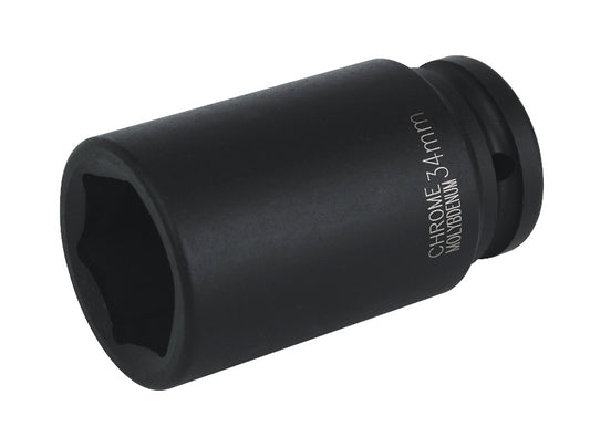Sealey 34mm 3/4" Drive Deep Metric Impact Socket Hexagon 6 Point Black IS3434D