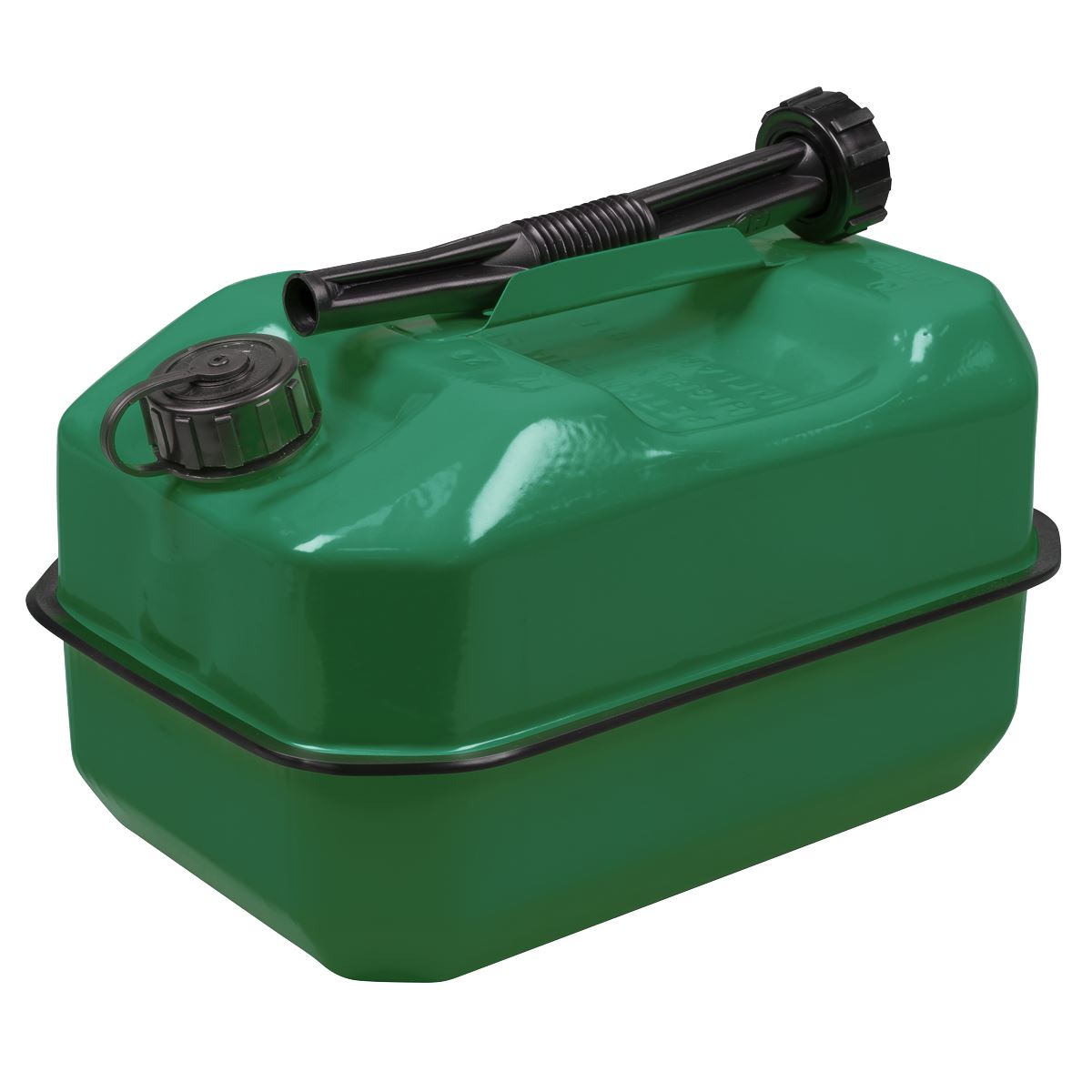 Sealey Jerry Can 10L Green With Pouring Spout Wide Flat Design JC10RG