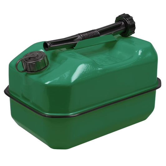 Sealey Jerry Can 10L Green With Pouring Spout Wide Flat Design JC10RG