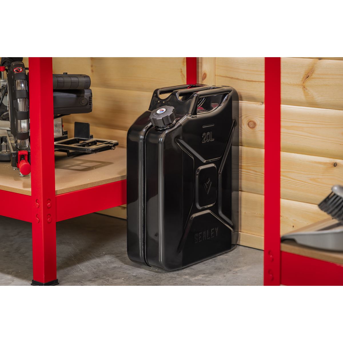 Sealey Metal Jerry Can 20L With Screw Cap Black For Diesel JC20SCB